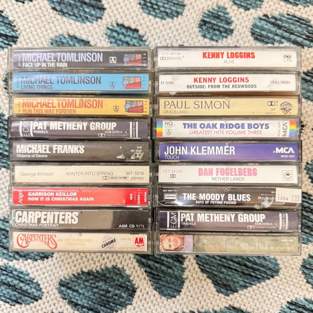 Vtg Cassette Tapes Lot of 18 Easy Listening Carpenters Kenny Loggins Paul Simon